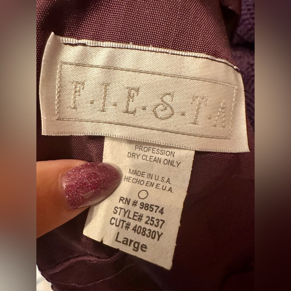 Y2K Vintage “Fiesta” Deep Purple Satin Formal Dress Large - Picture 4 of 4